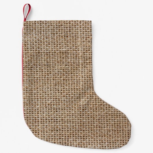 生のリネンテクスチャ スモールクリスマスストッキング (正面)
