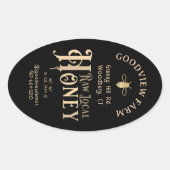 生のローカルカスタム蜂蜜ラベルと蜂の黒 楕円形シール (正面)