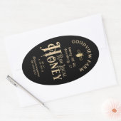 生のローカルカスタム蜂蜜ラベルと蜂の黒 楕円形シール (封筒)