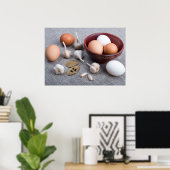 生の卵とニンニクとスパイスをキッチンに ポスター (ホームオフィス)
