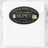 生の地元の野生の花ハイブハニーラベルブラック 楕円形シール (バッグ)