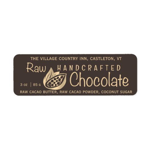 生の手作りチョコレート金ゴールドカカオ豆オン茶 ラベル (正面)