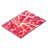 生の牛肉ステーキの霜降り肉の食感がクローズアップ ノートブック (左側)