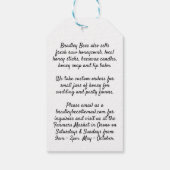 生の秋または森はちみつリトルビー&ハチドリップ ギフトタグ (裏面)