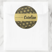 生の花ステッパーソナライズされたカー金ゴールドと黒 ラウンドシール (バッグ)