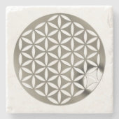 生の花/ブルームデレベンス – シルバーのパンチ ストーンコースター (正面)