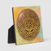 生の花/ブルーム・デ・レベンス – ボールグリッド金ゴールド フォトプラーク (正面)