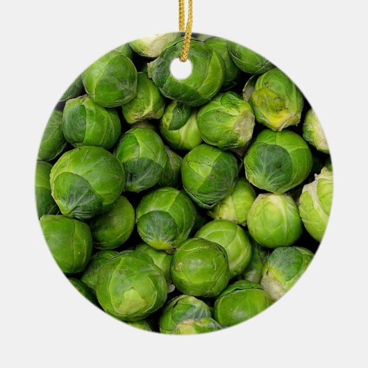 生の芽キャベツがたくさん セラミックオーナメント (正面)