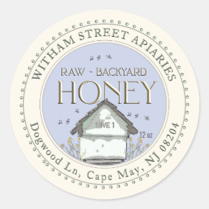 生の裏庭ハニーハイブとミツバチのラベル ラウンドシール