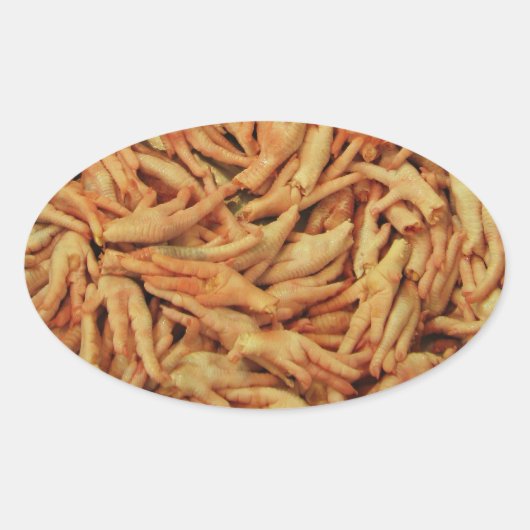 生の鶏の足 楕円形シール (正面)