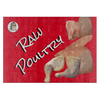 生の鶏肉用強化ガラス カッティングボード 中