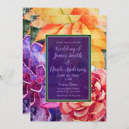 生はっきりしたカラフルき鮮やかた乳結婚肉 招待状 (正面/裏面)