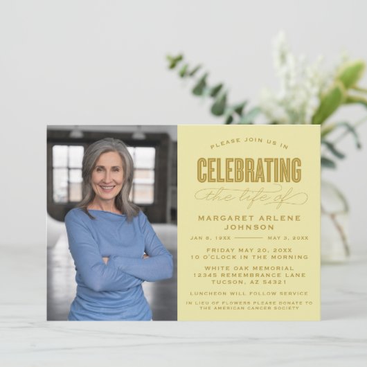 生はっきりしたモダン生葬儀の台本お祝い 招待状 (スタンド正面)