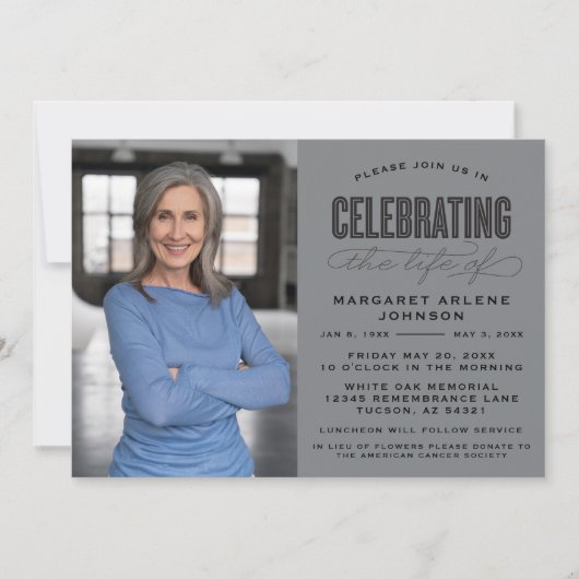 生はっきりしたモダン生葬儀の台本お祝い 招待状 (正面)