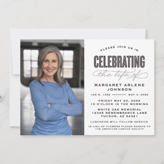 生はっきりしたモダン生葬儀の台本お祝い 招待状 (正面)