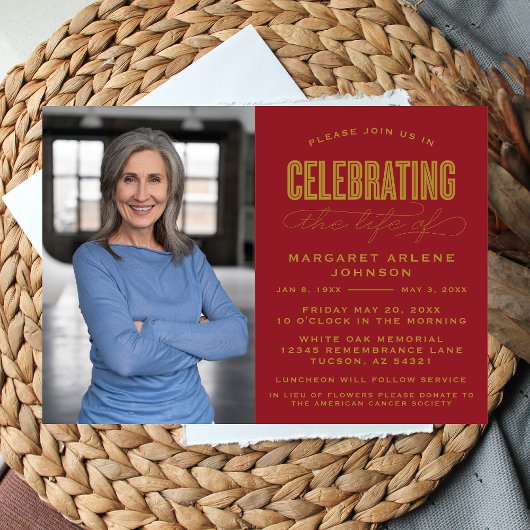 生はっきりしたモダン生葬儀の台本お祝い 招待状