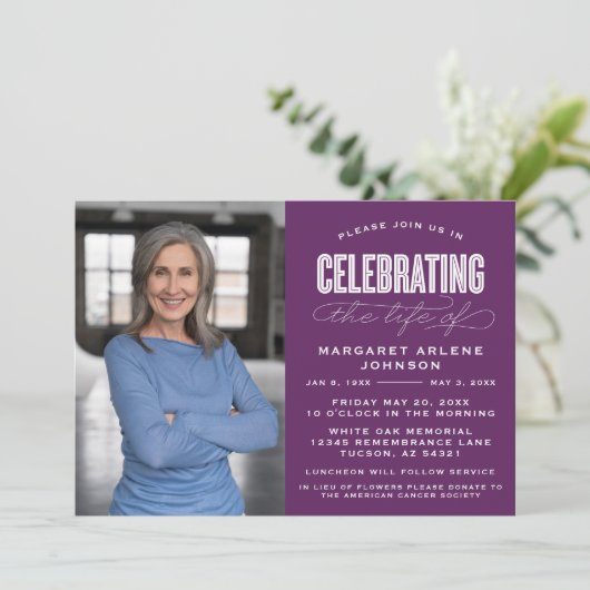 生はっきりしたモダン生葬儀の台本お祝い 招待状 (スタンド正面)