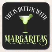 生はマルガリータに勝る スクエアペーパーコースター (正面)