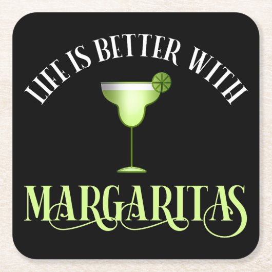 生はマルガリータに勝る スクエアペーパーコースター (正面)