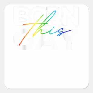 生まれこのゲイおもしろいLGBTQプライドレインボーレズビアンガ スクエアシール