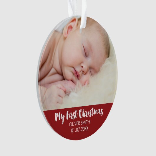 生まれたばかりのなベビーの写真の休日のオーナメント オーナメント (正面)