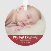 生まれたばかりのなベビーの写真の休日のオーナメント オーナメント (裏面)