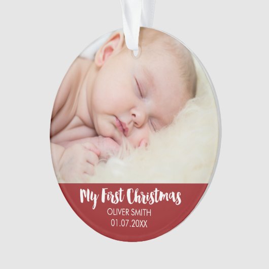 生まれたばかりのなベビーの写真の休日のオーナメント オーナメント (正面)