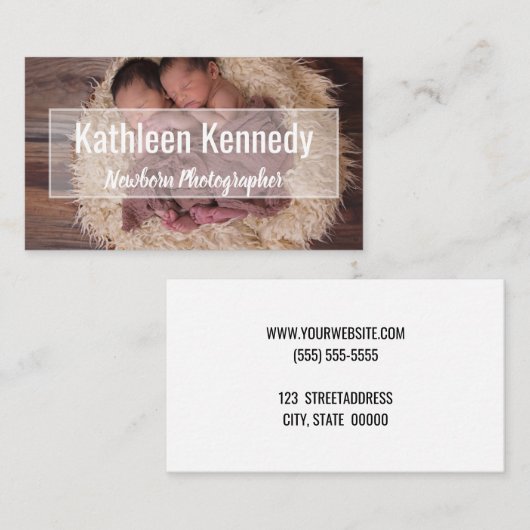 生まれたばかりのなベビーの写真撮影のモダンでミニマルなシンプル 名刺 (正面/裏面)