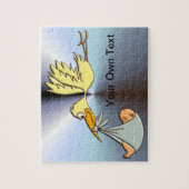 生まれたばかりのなベビーの到着-飛んでいるなこうのとり配達 ジグソーパズル (縦)