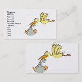 生まれたばかりのなベビーの到着-飛んでいるなこうのとり配達 名刺 (正面/裏面)