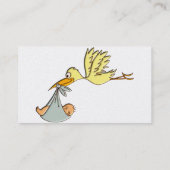 生まれたばかりのなベビーの到着-飛んでいるなこうのとり配達 名刺 (裏面)