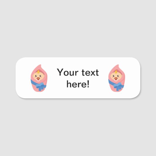 生まれたばかりのなベビーのclipart 名札 (正面)