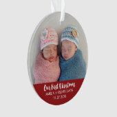 生まれたばかりのなベビーは写真の休日のオーナメントを結び付けます オーナメント (正面)