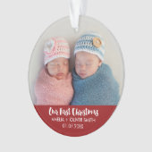 生まれたばかりのなベビーは写真の休日のオーナメントを結び付けます オーナメント (正面)