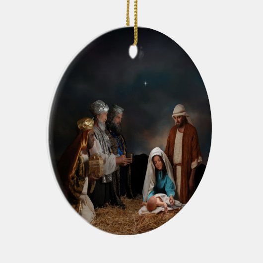 生まれたばかりのなベビーイエス・キリストを訪問している3人の賢者 セラミックオーナメント (右)