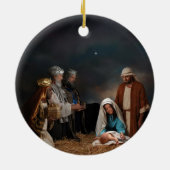 生まれたばかりのなベビーイエス・キリストを訪問している3人の賢者 セラミックオーナメント (裏面)