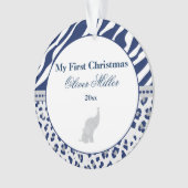 生まれたばかりのな初めてのクリスマスのオーナメントの青象 オーナメント (正面)