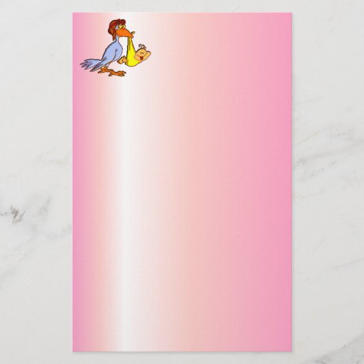 生まれたばかりのな女の赤ちゃんの到着-こうのとり配達 便箋 (正面)