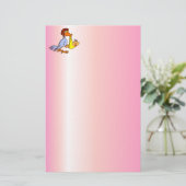 生まれたばかりのな女の赤ちゃんの到着-こうのとり配達 便箋 (スタンド正面)