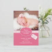 生まれたばかりのな女の赤ちゃんの発表カード 案内状 (スタンド正面)