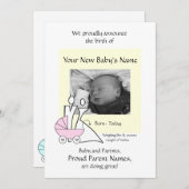 生まれたばかりのな女の赤ちゃん 案内状 (正面/裏面)