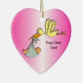 生まれたばかりのな女の赤ちゃん-飛んでいるなこうのとり配達 セラミックオーナメント (右)