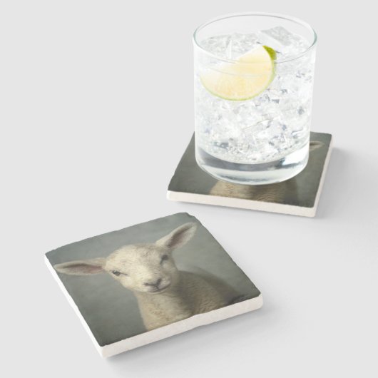 生まれたばかりのな子ヒツジ ストーンコースター (横)