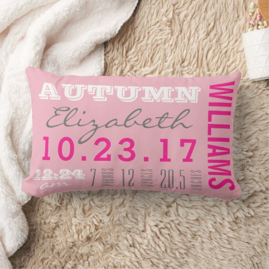 生まれたばかりのな誕生は枕|女の赤ちゃんのピンクを詳しく述べます ランバークッション (ブランケット)