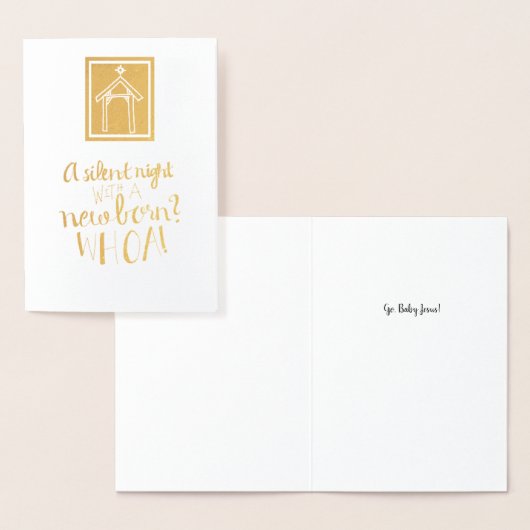 "生まれたばかりののの静かな夜か"。 ホイルの休日カード 箔カード (ディスプレー)