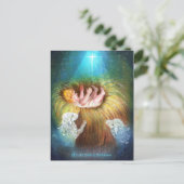 生まれたばかりのイエス・キリストが寝台に横になる シーズンポストカード (スタンド正面)