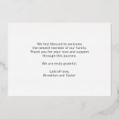 生まれたばかりのカスタム写真シンプル可愛いハローベビー誕生 箔招待状 (裏面)