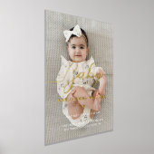 生まれたばかりのカスタム写真ベビーのスクリプトと誕生の詳細 箔ポスター (レイダウン)