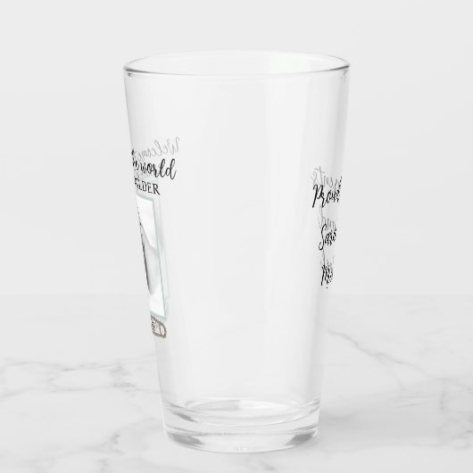 生まれたばかりのフォトウェルカム男の赤ちゃん誇りを持った親 タンブラーグラス (左)