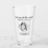 生まれたばかりのフォトウェルカム男の赤ちゃん誇りを持った親 タンブラーグラス (正面)